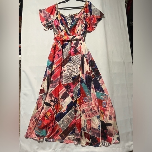 FASHION NOVA HIGH SLIT MULTICOLOR MAXI DRESS! - Picture 6 of 8